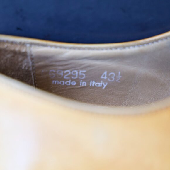 SALE - Franceschetti 10.5 - 11 Italian Tan Burnished Monk Strap Mens Dress Shoes - Picture 10 of 15